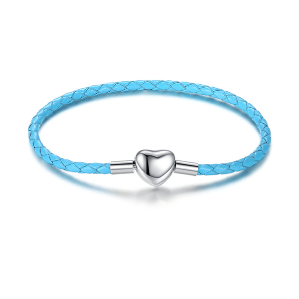 Blue Woven Leather Heart Bracelet - NINGAN