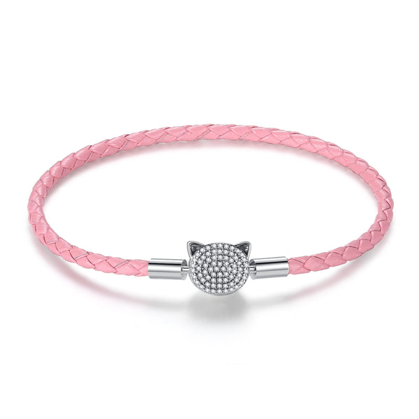 Pink Woven Leather Bracelet - NINGAN