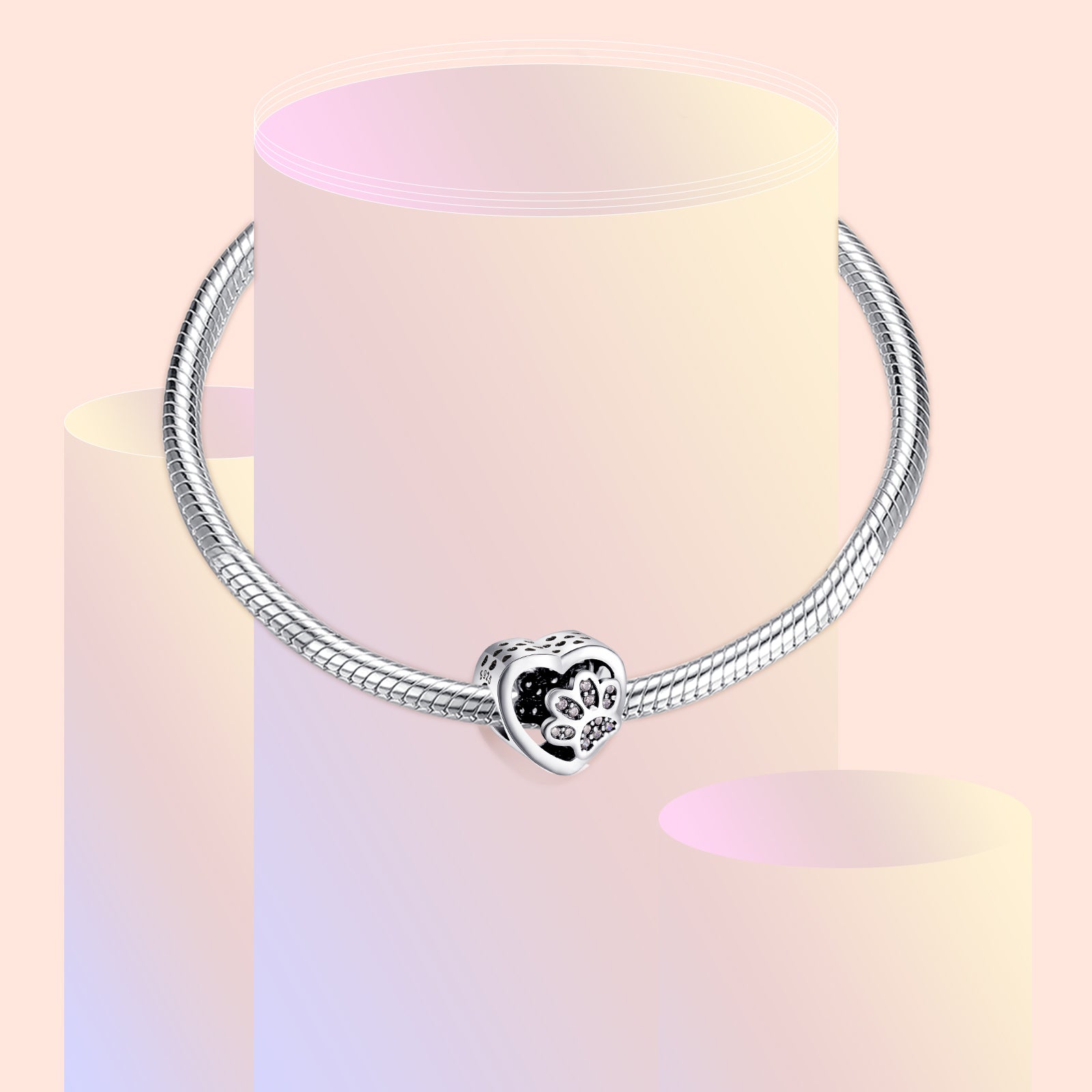 Dog Paw Heart Charms