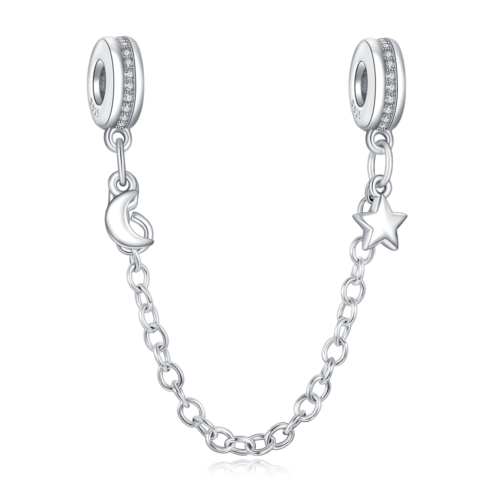 Moon and Star Safety Chain Charms
