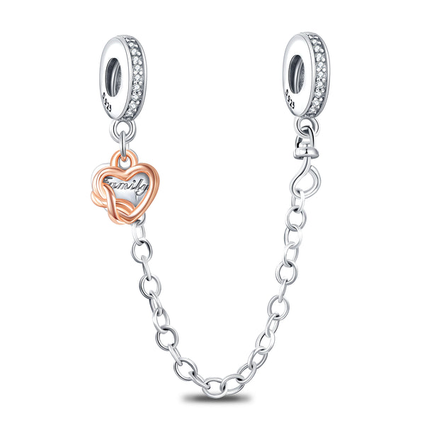 Family Heart Safety Chain Charms