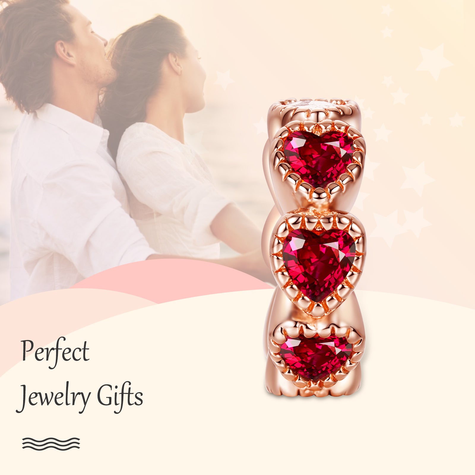 Rose Gold Heart Clip Charm