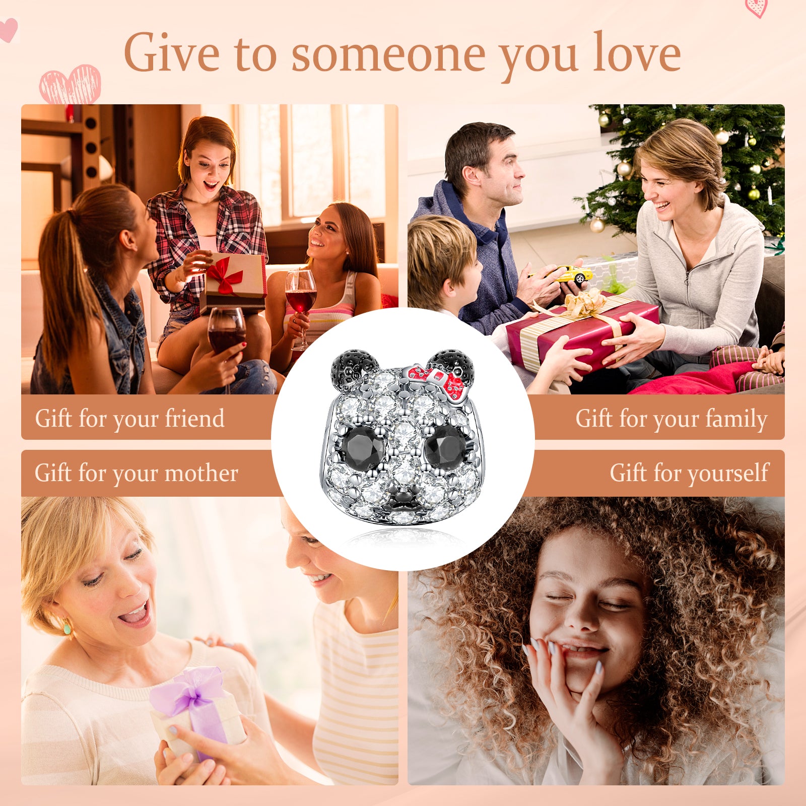 panda Cubic Zirconia Charm