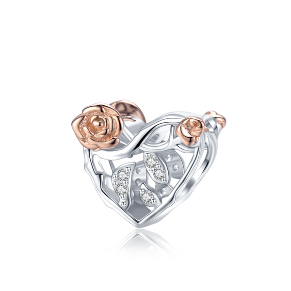 Openwork Rose Heart Charms