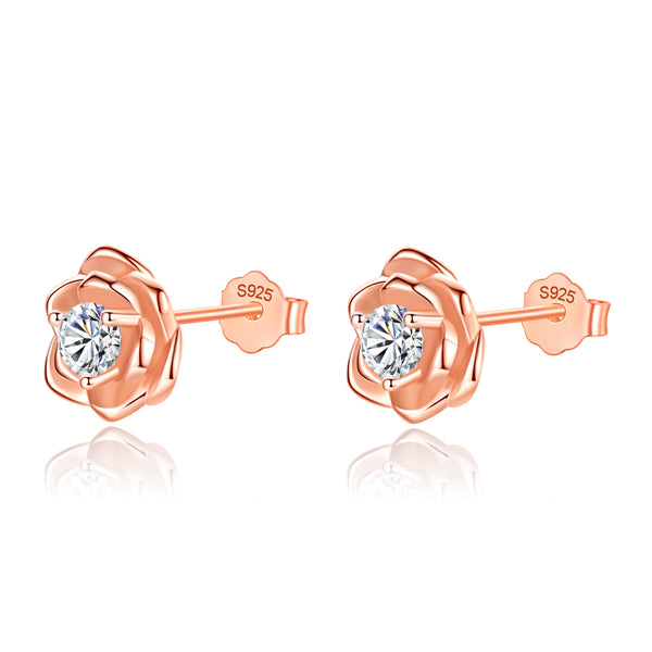 Rose Flower E24 Stud Earrings - NINGAN
