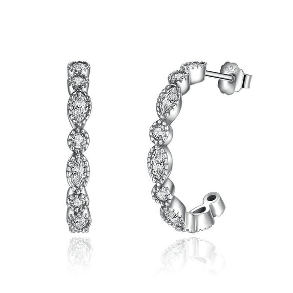 Silver Cubic Zircon E31 Stud Earrings - NINGAN