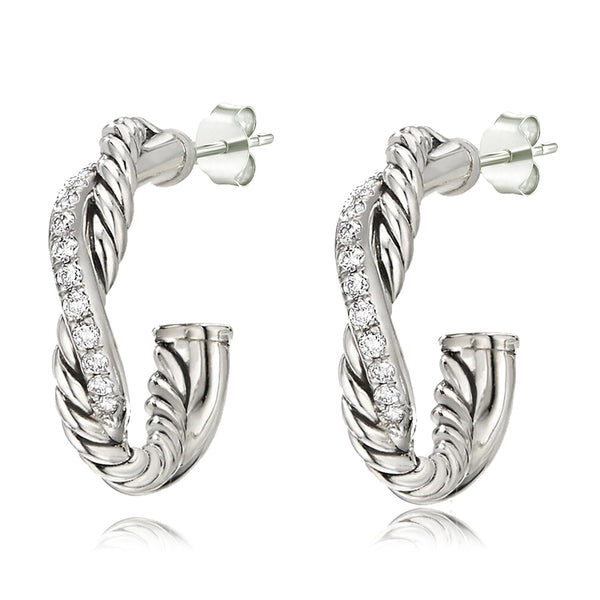 Silver Infinity Zircon Stud Earrings - NINGAN