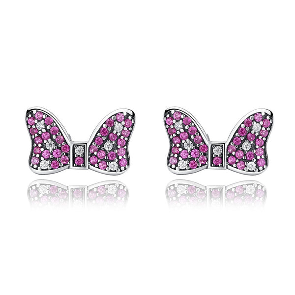 Pink Bow Stud Earrings - NINGAN