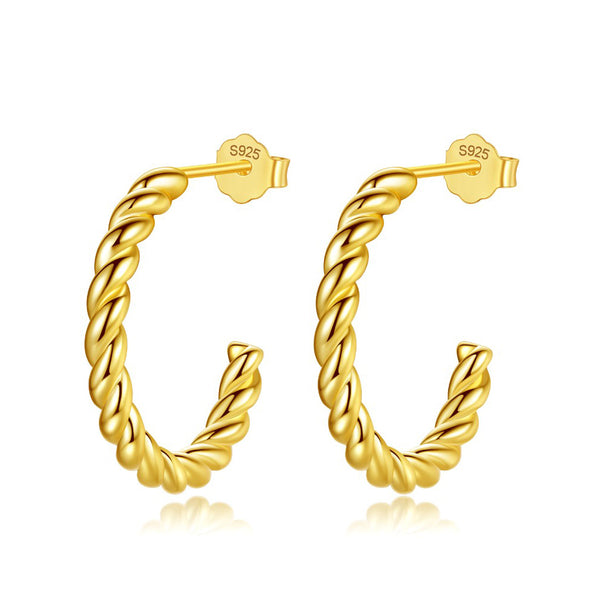 18K Gold Plated E75 Stud Earrings - NINGAN