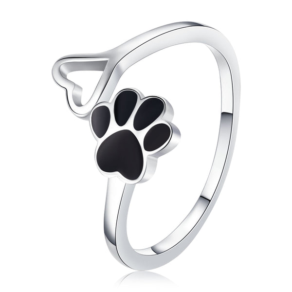 Dog Paw Print Sterling Silver Rings